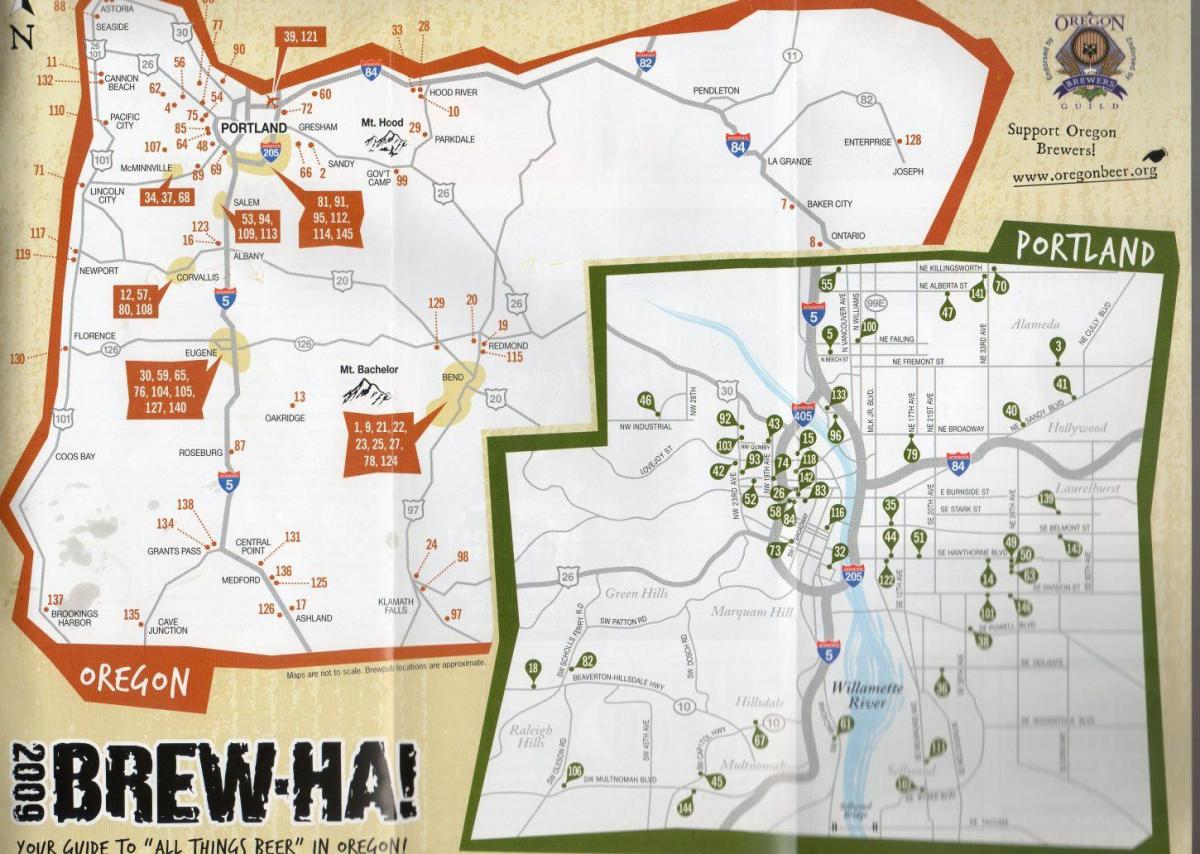 žemėlapis alaus Portland Oregon 