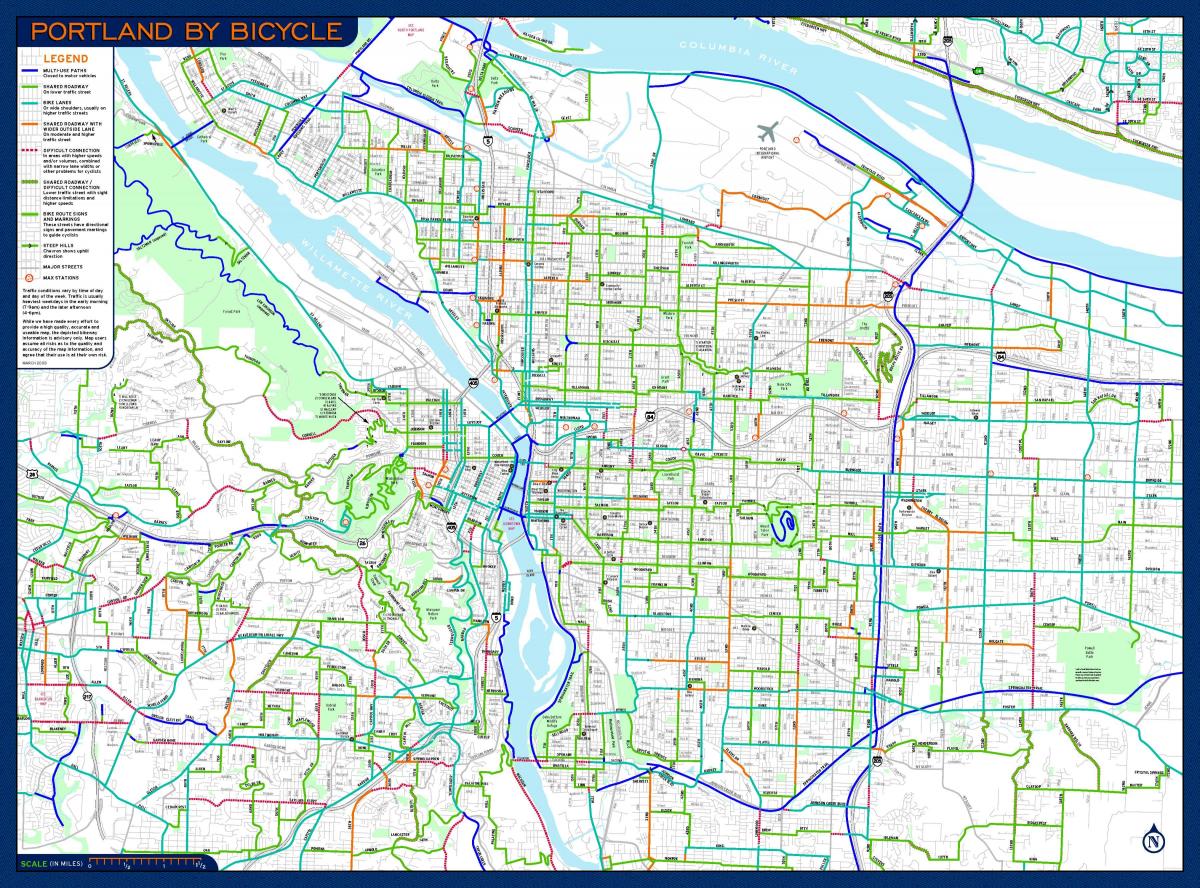 žemėlapis Portland dviratį