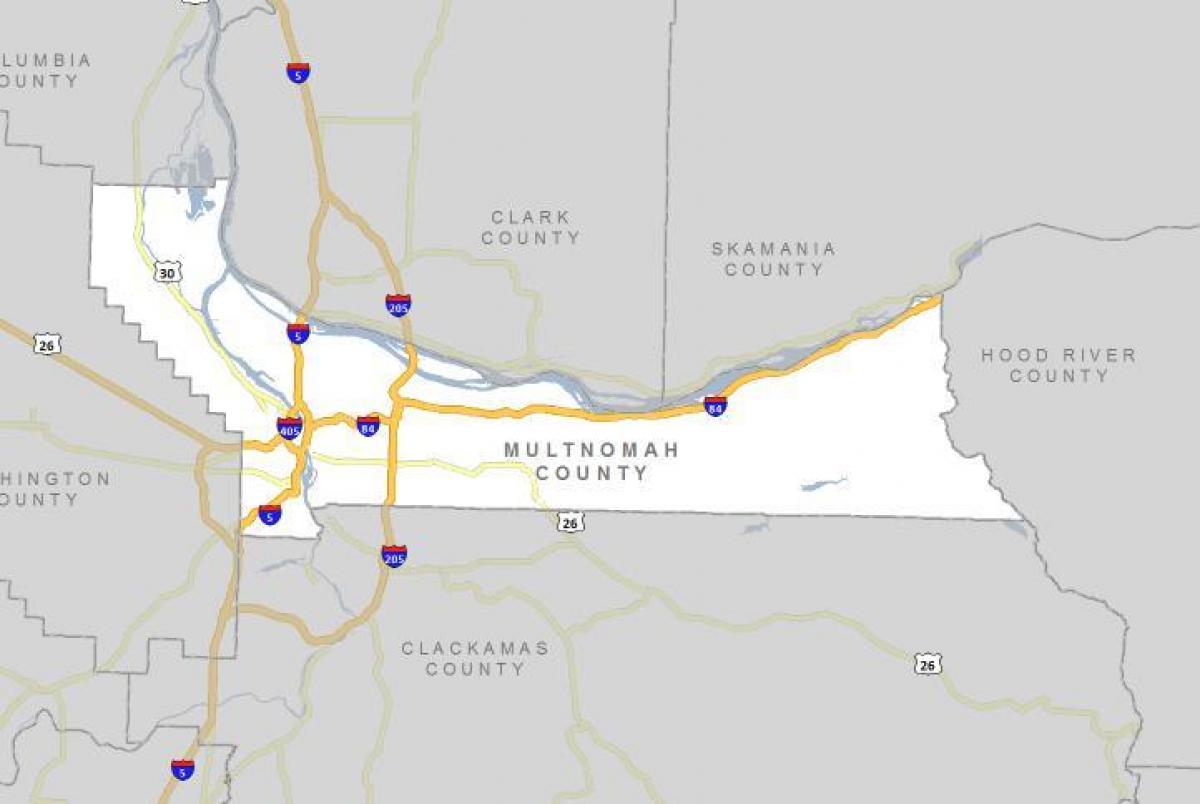 Multnomah apskrities Oregono žemėlapyje