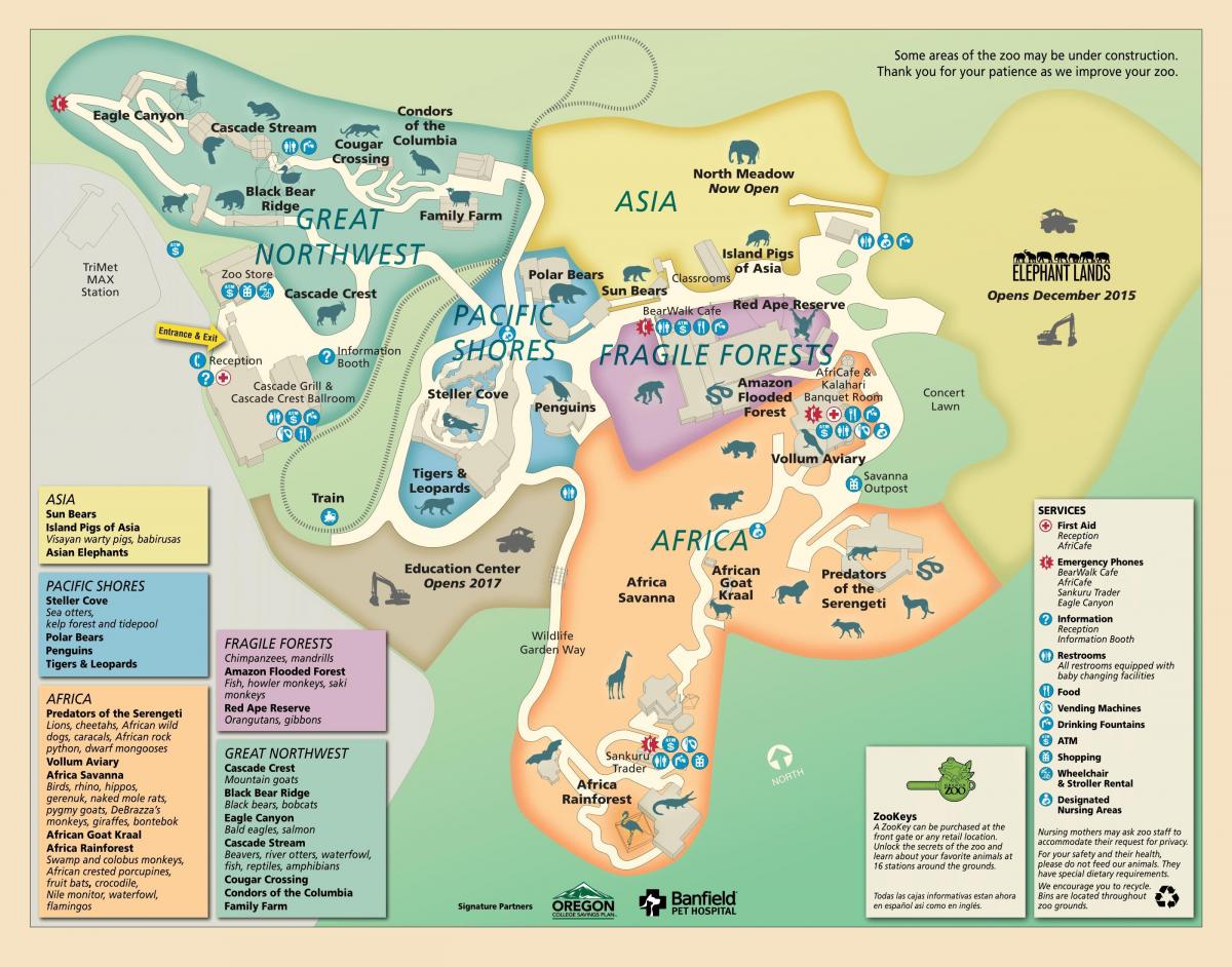 žemėlapis iš Oregono Zoologijos sodas