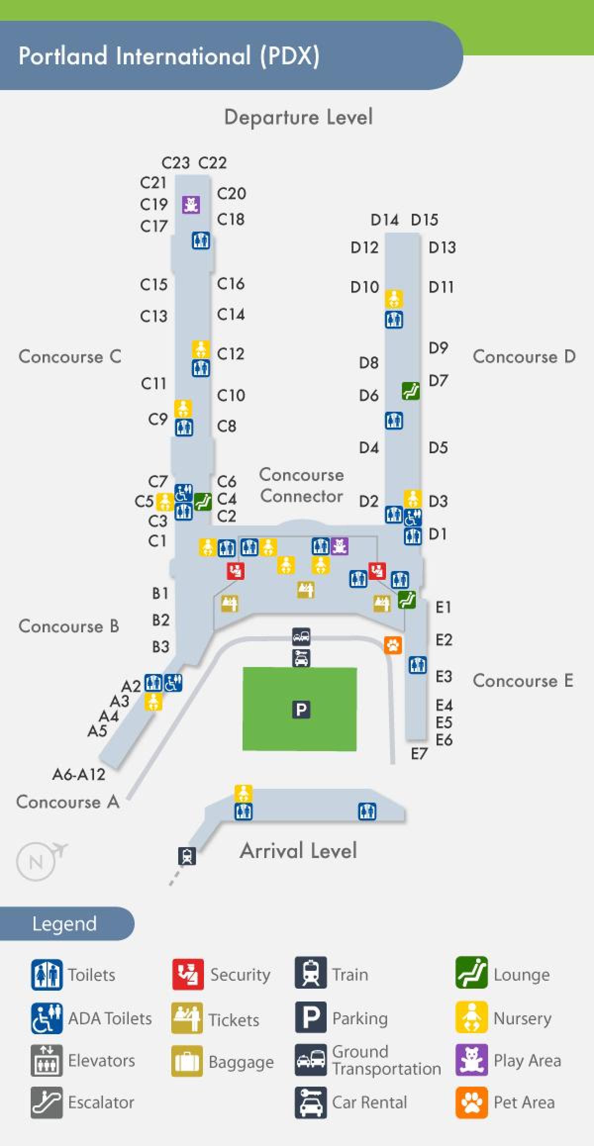 PDX žemėlapis oro uostas