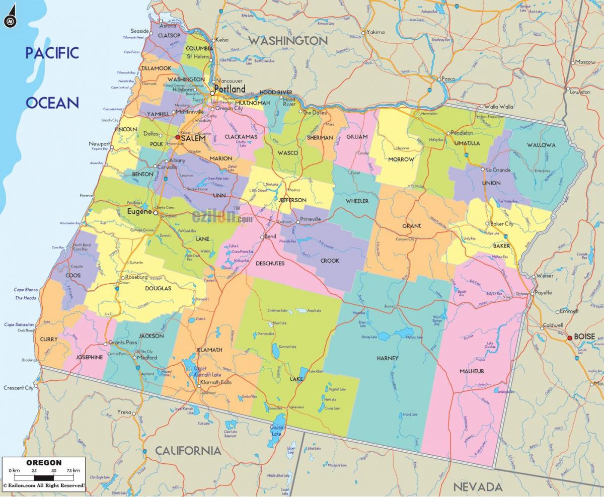 Portland Oregon apskrities žemėlapio