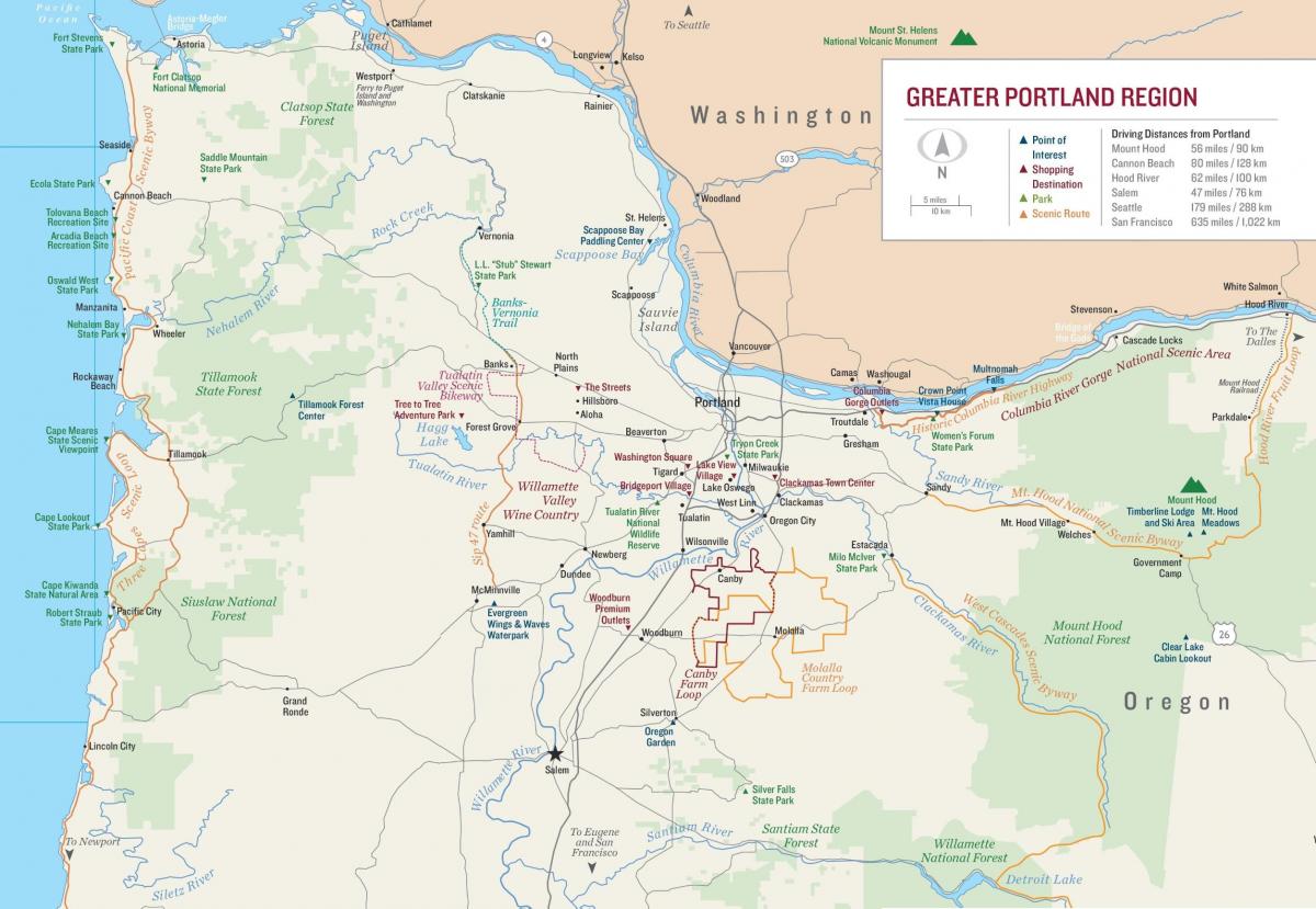 žemėlapis Portland Oregon