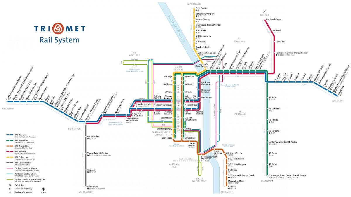 Portland geležinkelių sistemos žemėlapis