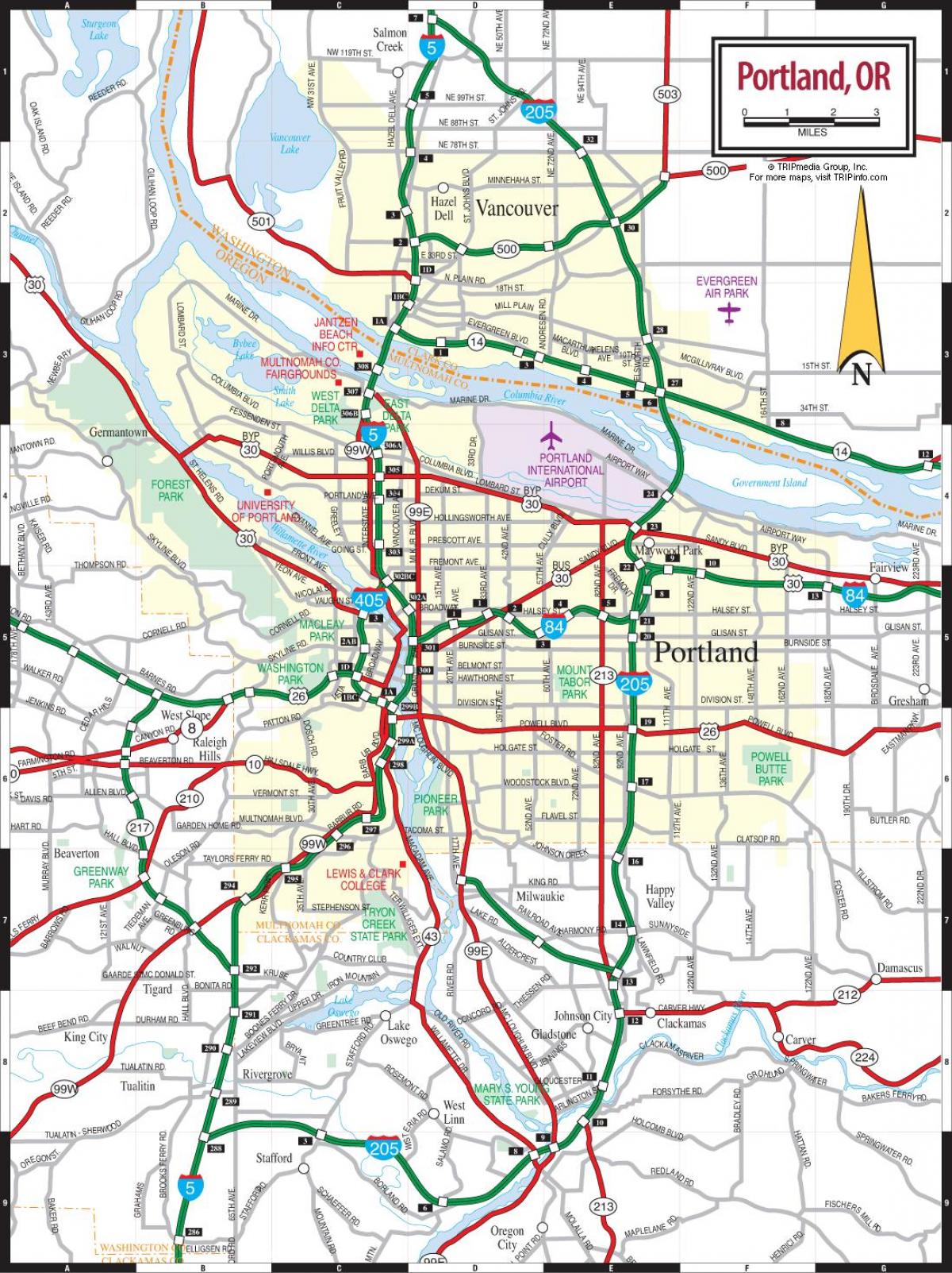 žemėlapis Portland ir vakarų geležinkelio