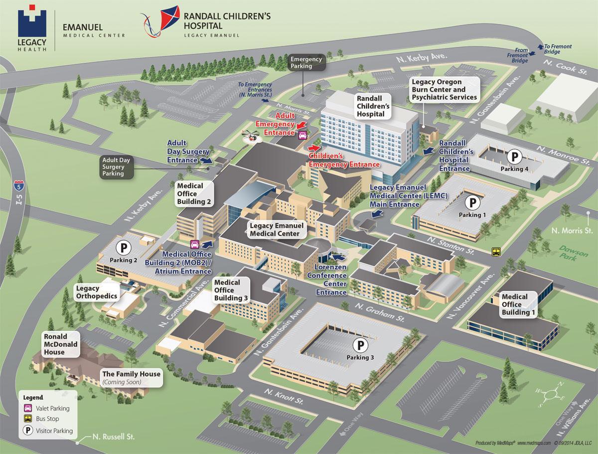 žemėlapis Portland ligoninę