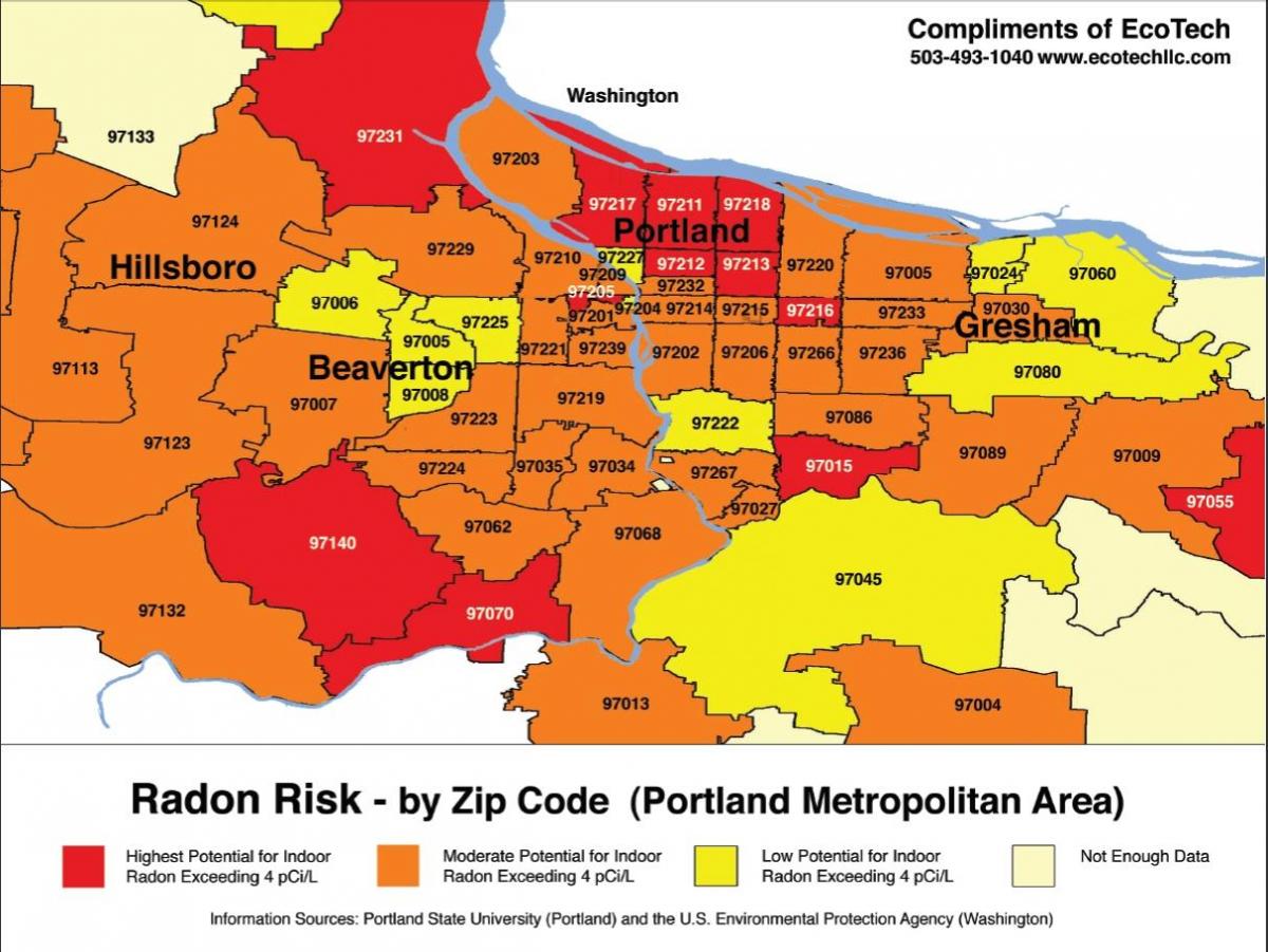 Portland vietovės kodą žemėlapyje