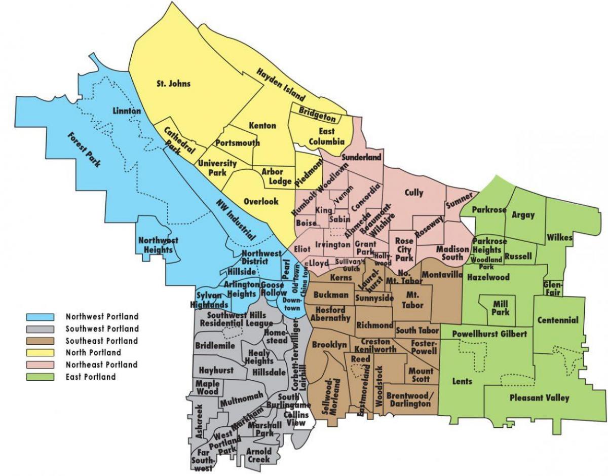 zonų žemėlapį, Portland