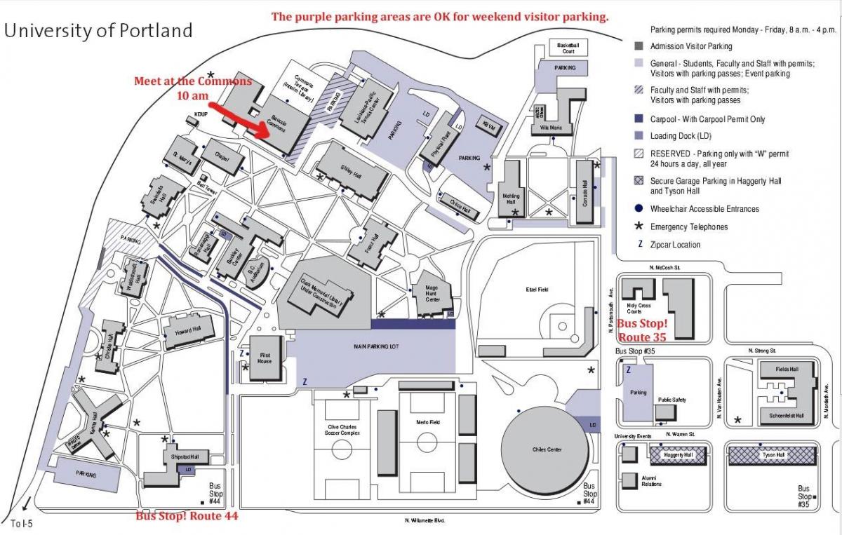 Universiteto Portland žemėlapyje