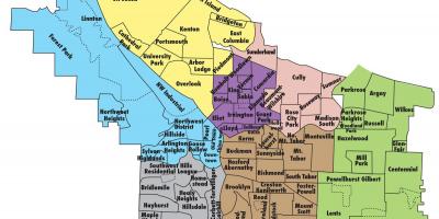 Žemėlapis Portland rajonų